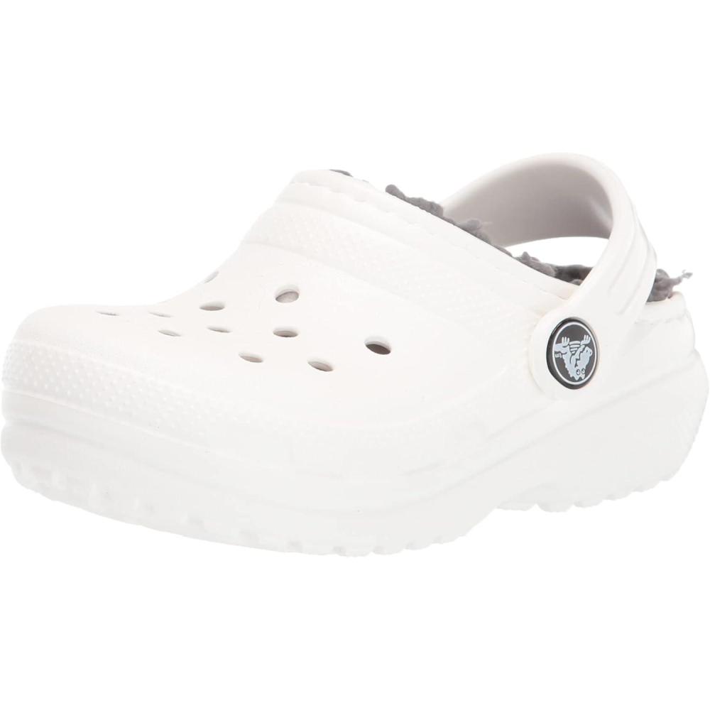 imageCrocs Classic Lined Clog Little KidBig Kid WhiteGrey 2 Little Kid M