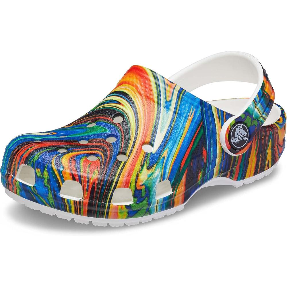 imageCrocs Kids Classic Tie Dye ClogsBright CobaltWhite
