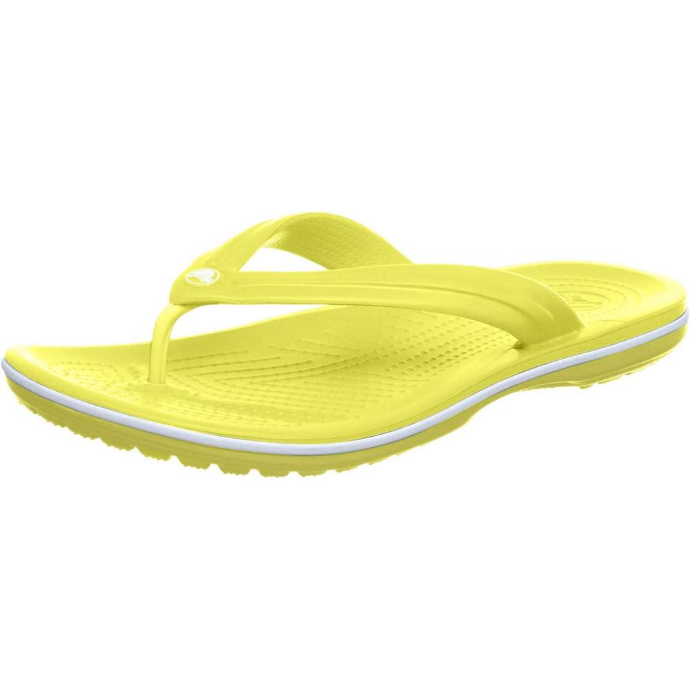 imageCrocs Unisex Adult Crocband Flip Flop SandalTennis Ball GreenWhite