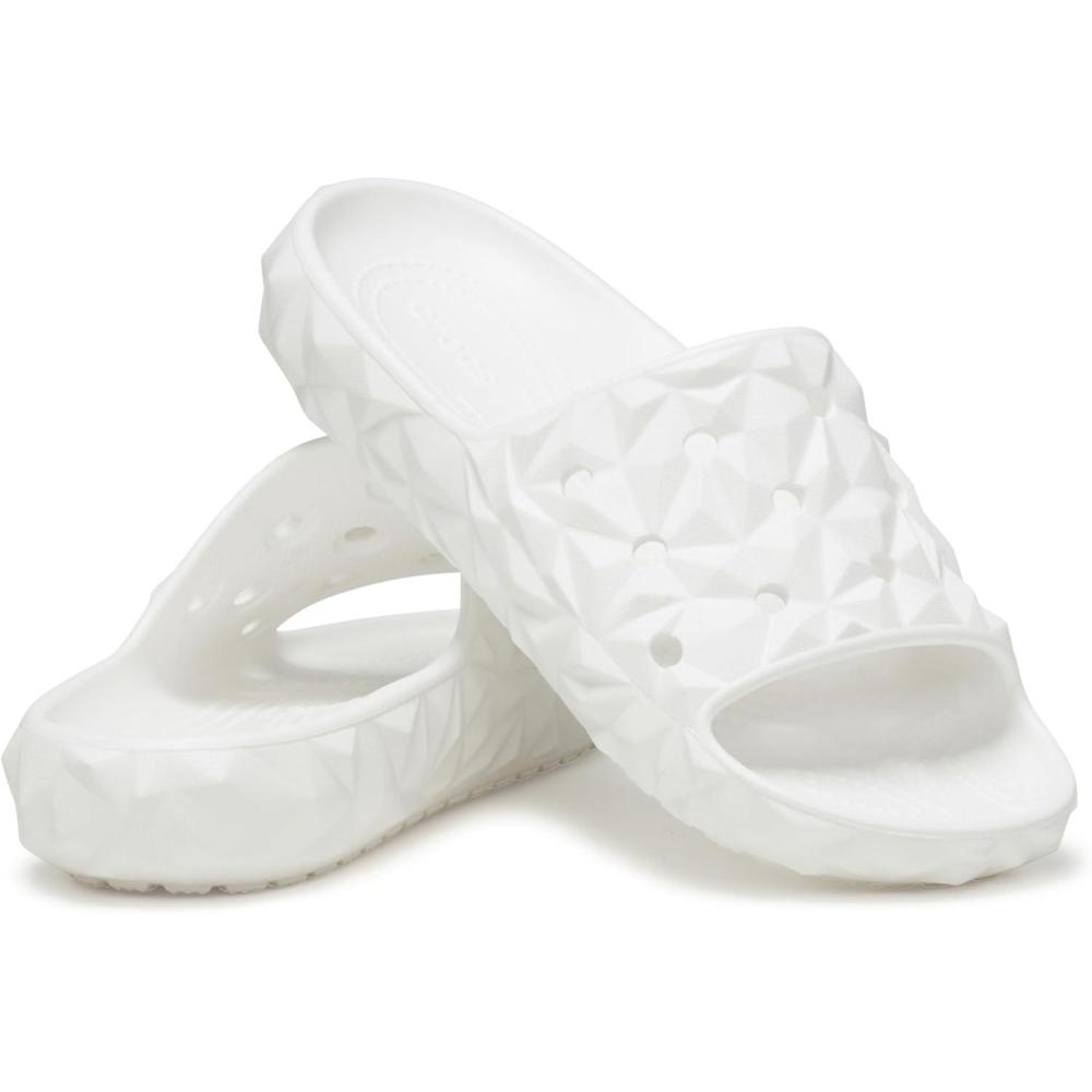 imageCrocs UnisexAdult Classic Geometric Slide 20 SandalWhite Geo