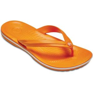 Crocs Unisex Adult Crocband Flip Flop Sandal(Blazing Orange-white)