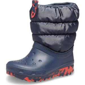 Crocs Unisex-Child Classic Lined Neo Puff Boot Snow(Navy)