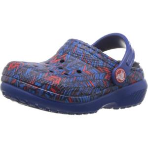 Crocs Unisex-Child Classic Tie Dye Lined Clog | Kids’ Slippers(Blue Jean/Navy)