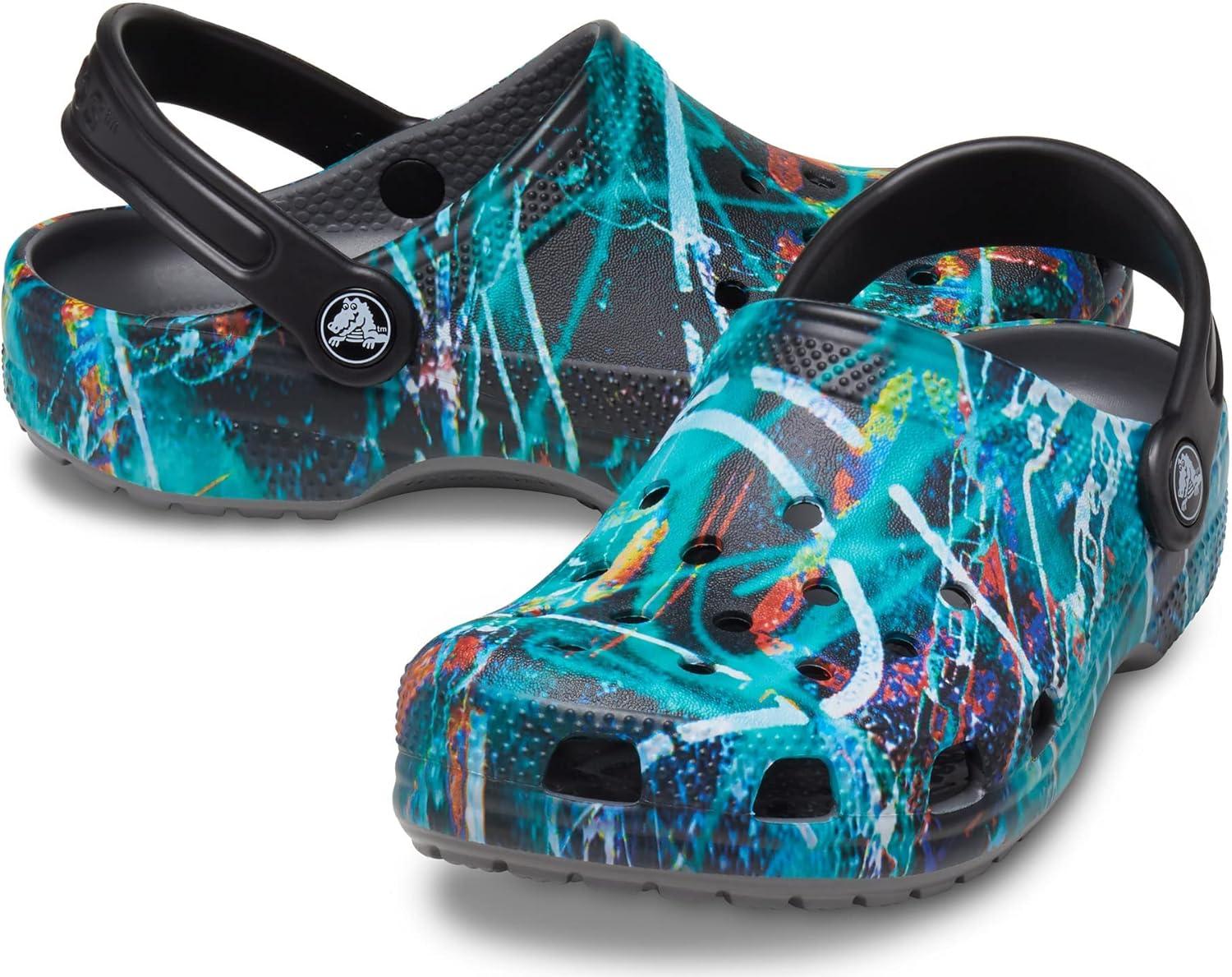 imageCrocs UnisexChild Classic Graphic ClogSlate GreyMulti Galaxy