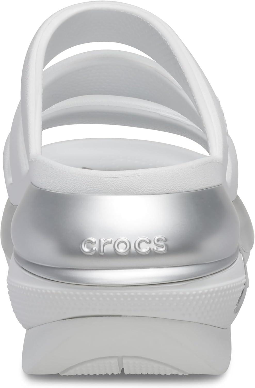 imageCrocs unisexadult Mega Crush Triple Strap SandalMoonlightSilver Metallic