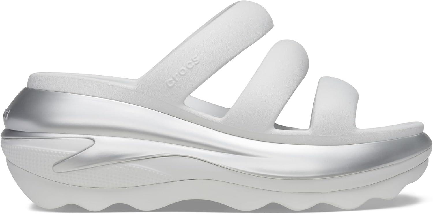 imageCrocs unisexadult Mega Crush Triple Strap SandalMoonlightSilver Metallic