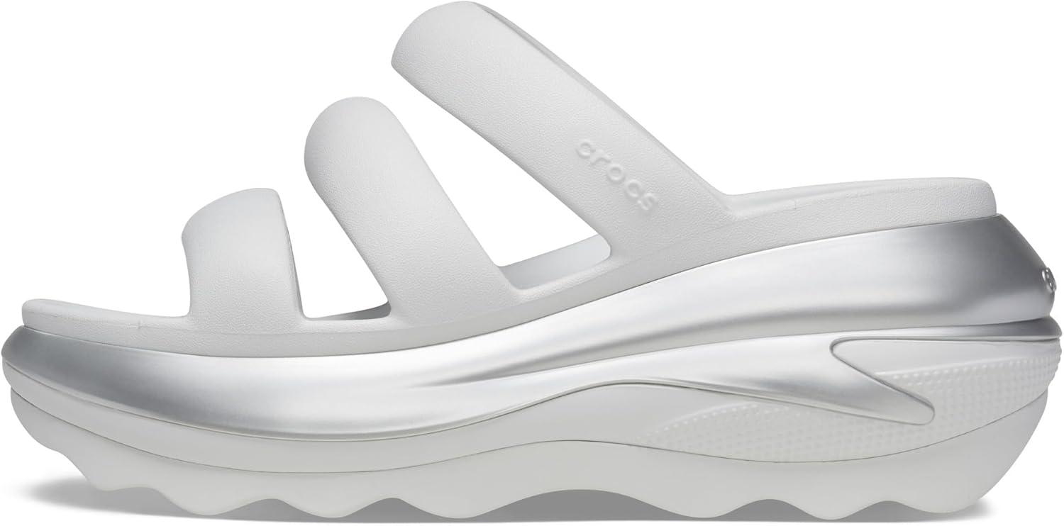 imageCrocs unisexadult Mega Crush Triple Strap SandalMoonlightSilver Metallic