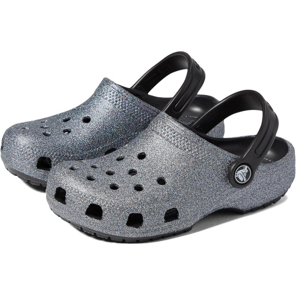 imageCrocs Kids Classic Glitter ClogBlackSilver Glitter