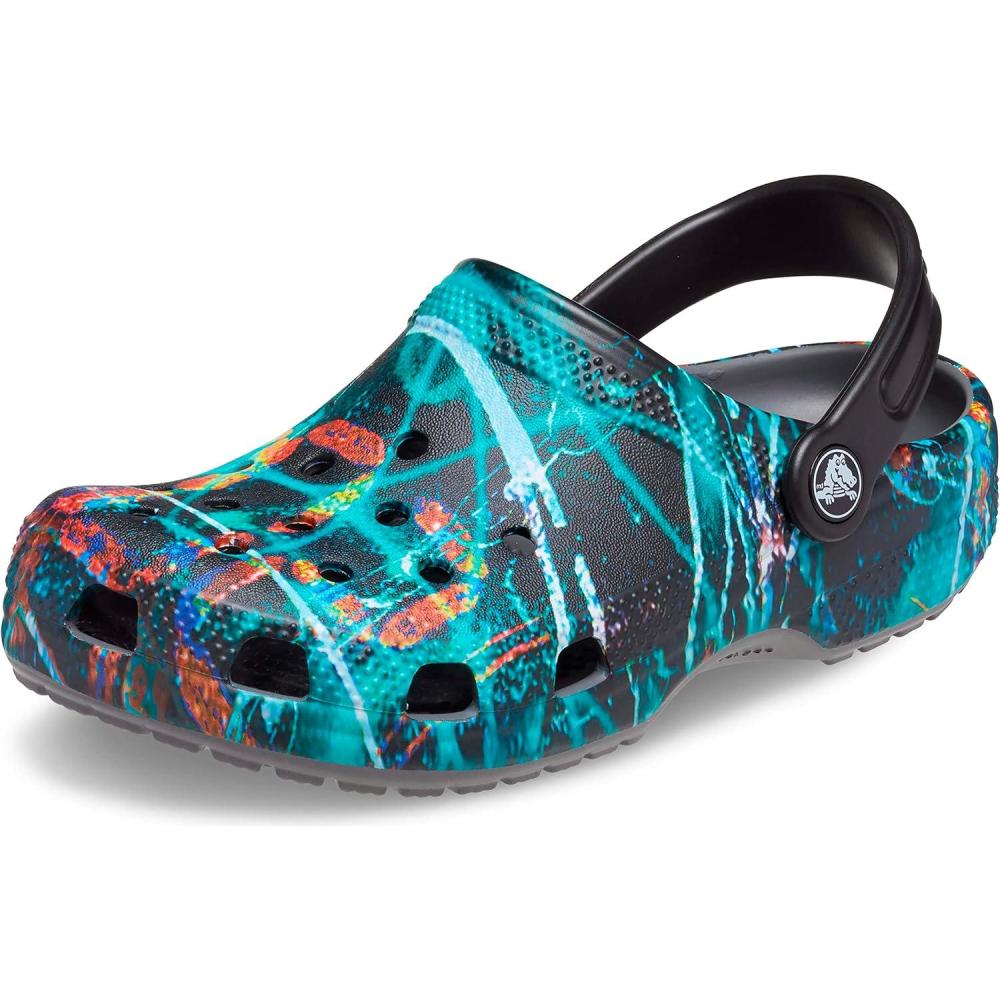 imageCrocs UnisexChild Classic Graphic ClogSlate GreyMulti Galaxy