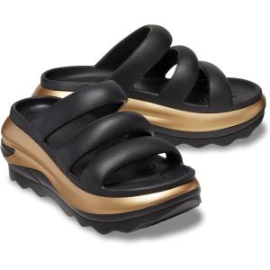 Crocs unisex-adult Mega Crush Triple Strap Sandal(Black/Gold Metallic)