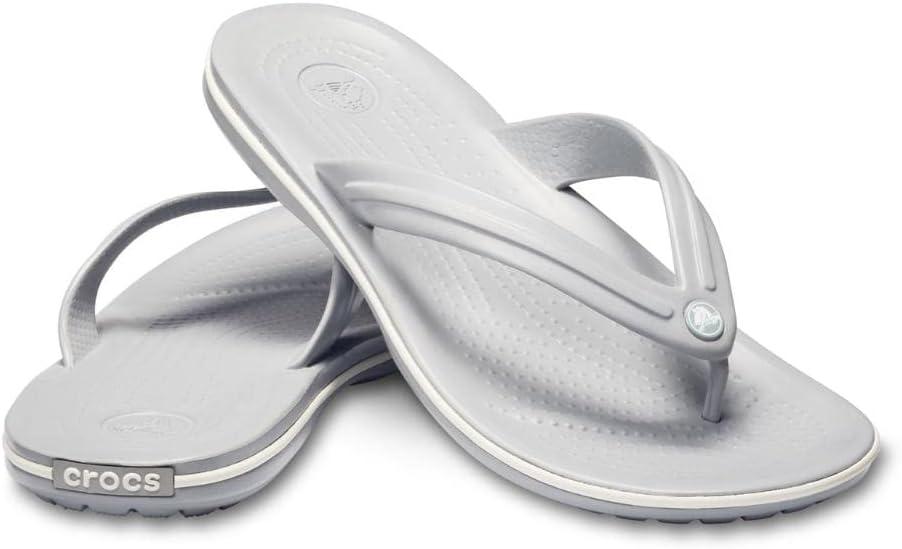 imageCrocs Unisex Adult Crocband Flip Flop SandalsLight GreyWhite