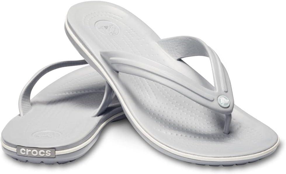 imageCrocs Unisex Adult Crocband Flip Flop SandalsLight GreyWhite