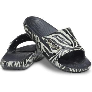 Crocs Classic Slide – Tie-Dye Graphics(Black/Zebra Print)