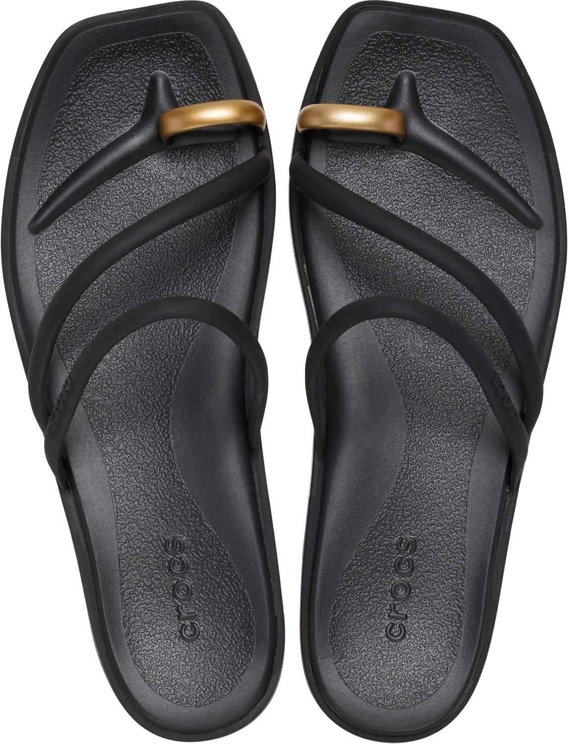 imageCrocs Womens Miami Toe Loop SandalsMetallic Black