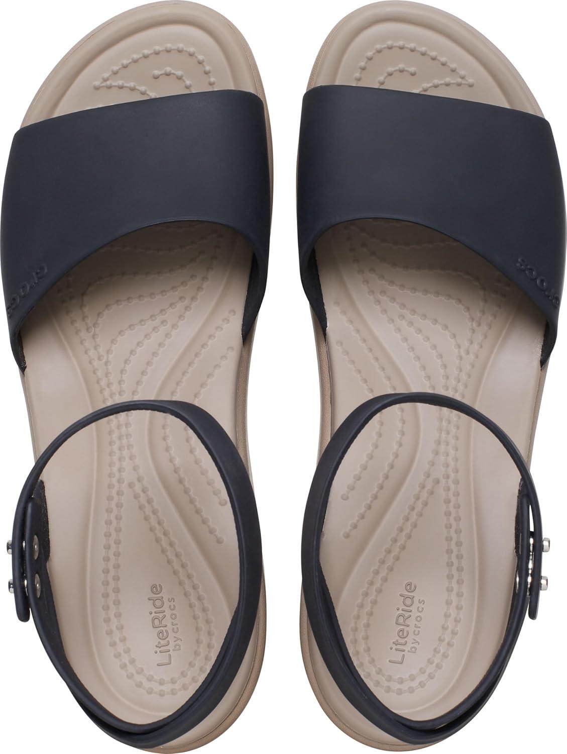 imageCrocs womens Brooklyn Ankle Strap WedgesBlackMushroom