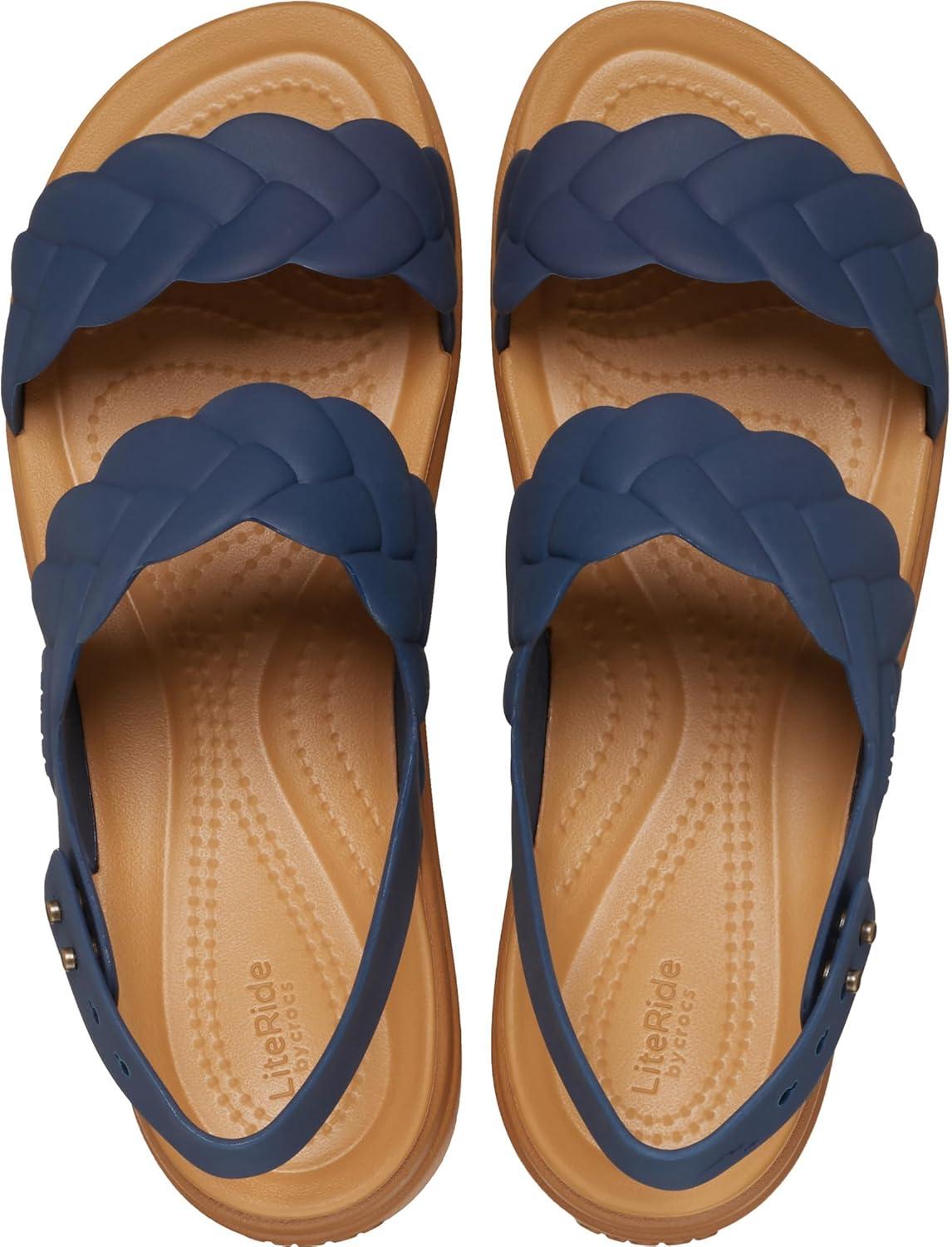 imageCrocs womens Brooklyn Woven Low WedgeNavy Woven