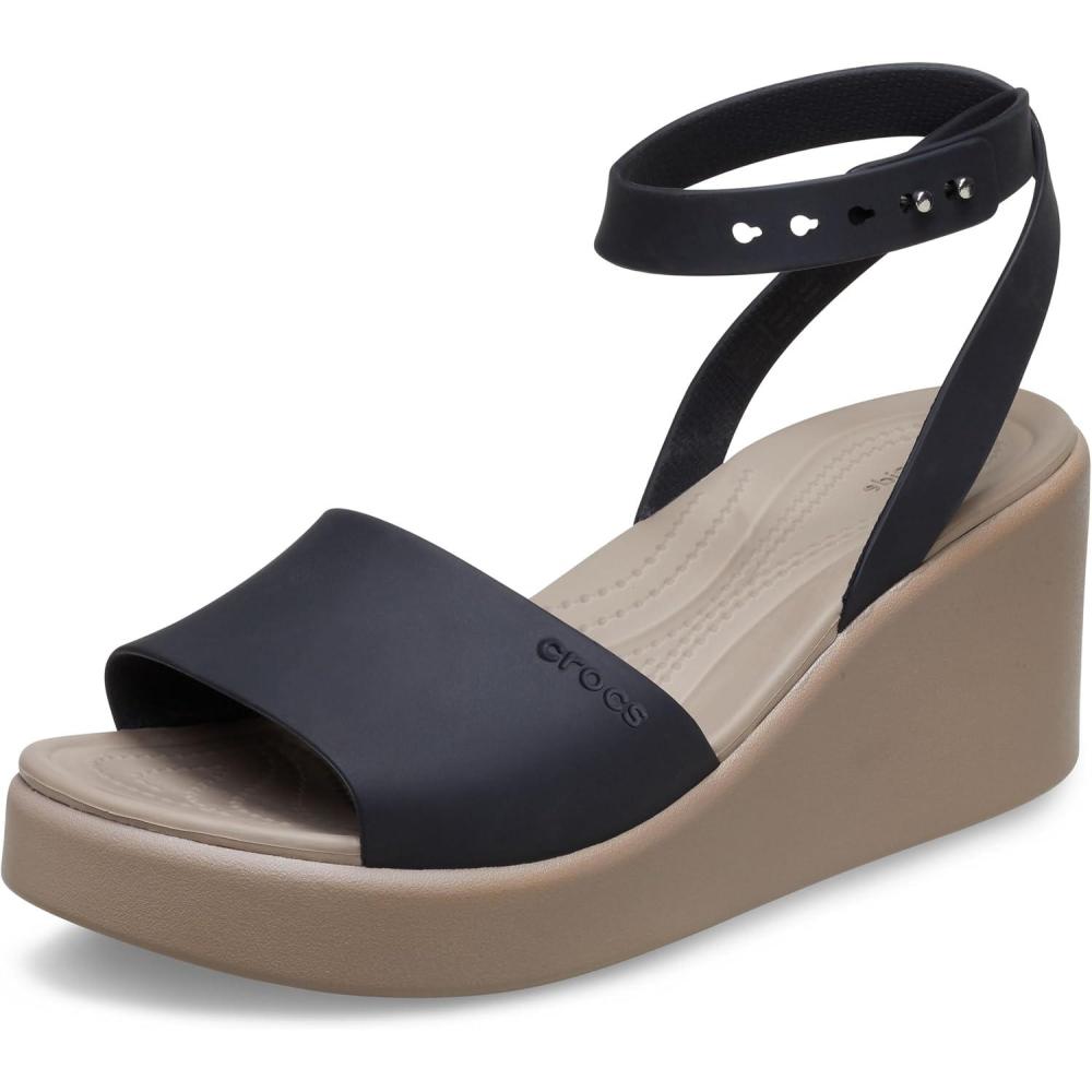 imageCrocs womens Brooklyn Ankle Strap WedgesBlackMushroom