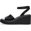 Crocs womens Brooklyn Ankle Strap Wedges(Black/Black High Shine)
