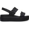 Crocs womens Brooklyn Woven Low Wedge(Black Woven)
