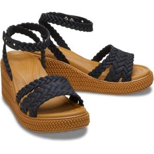 Crocs womens Brooklyn Ankle Strap Wedges(Black)