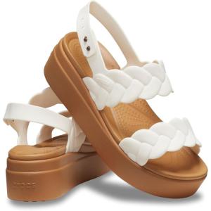 Crocs womens Brooklyn Woven Low Wedge(Chalk Woven)