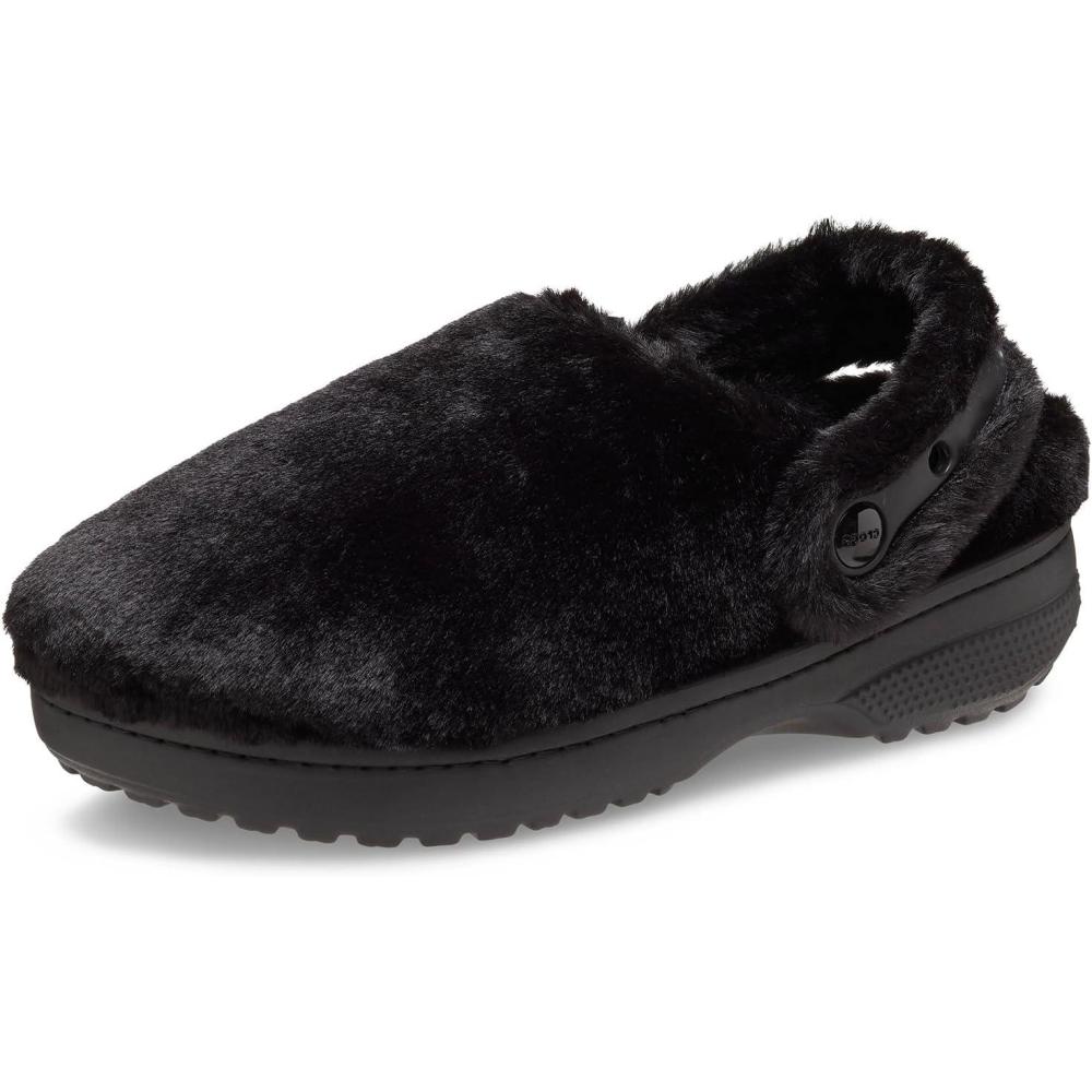 imageCrocs UnisexAdult Classic Unfurgettable Lined Clogs Fuzzy SlippersBlack