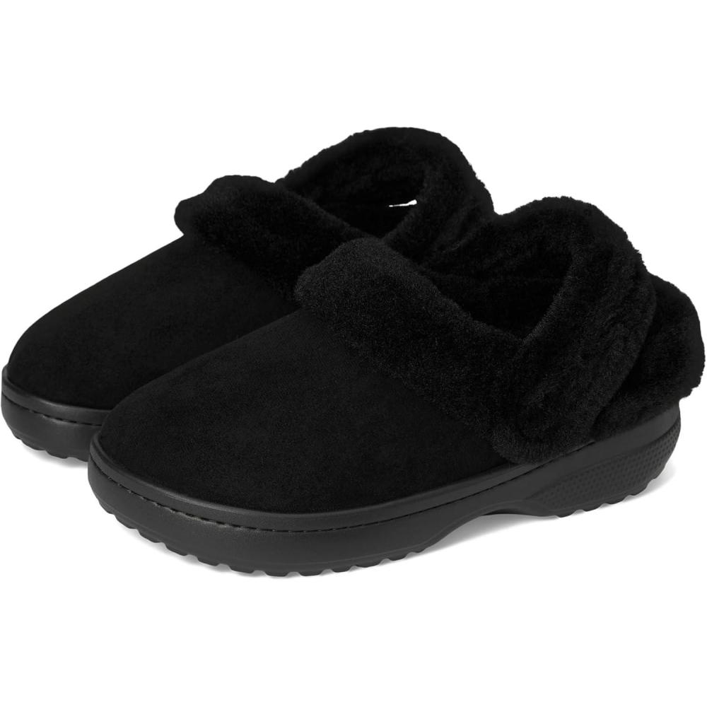 imageCrocs UnisexAdult Classic Unfurgettable Lined Clogs Fuzzy SlippersBlack Vegan Suede