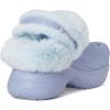 Crocs Women’s Bae Lined Clogs, Fuzzy Platform Slippers(Blue Haze)