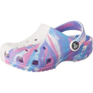 Crocs Kids’ Classic Marbled Tie-Dye Clog(White/Pink)