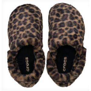 Crocs Unisex-Adult Classic Unfurgettable Lined Clogs, Fuzzy Slippers(Sepia/Leopard)