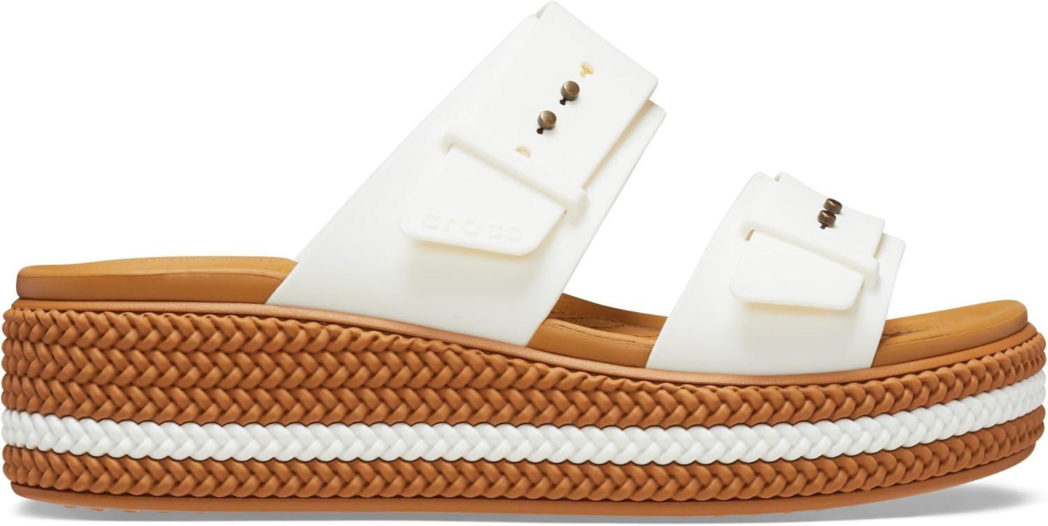 imageCrocs Womens Brooklyn Buckle Low WedgesChalk