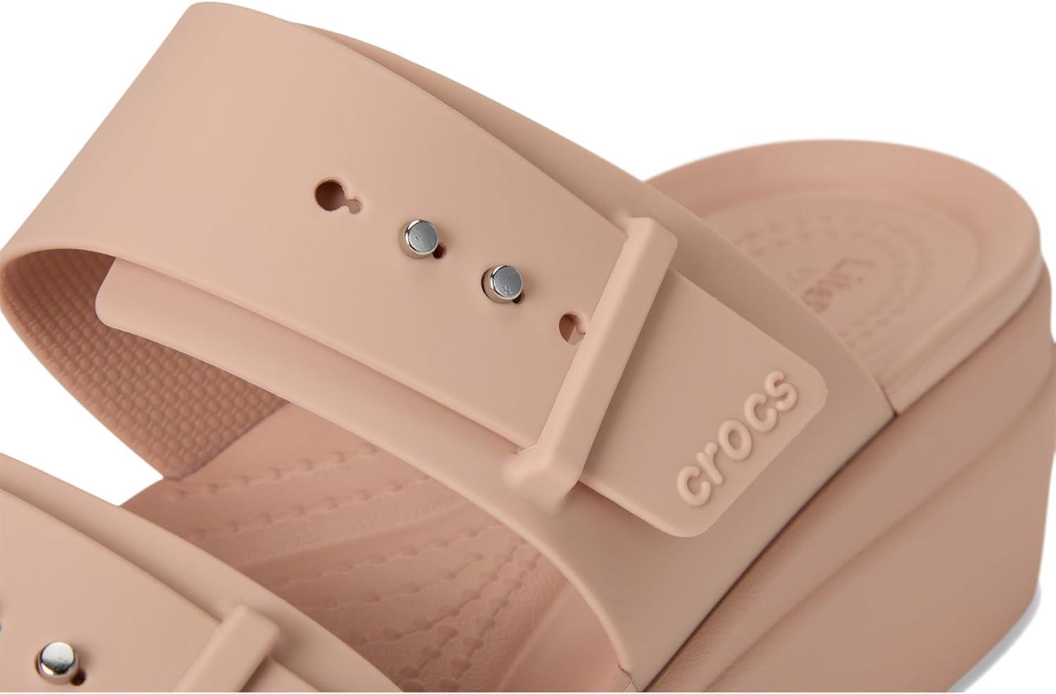 imageCrocs Womens Brooklyn Buckle Low WedgesPink Caramel