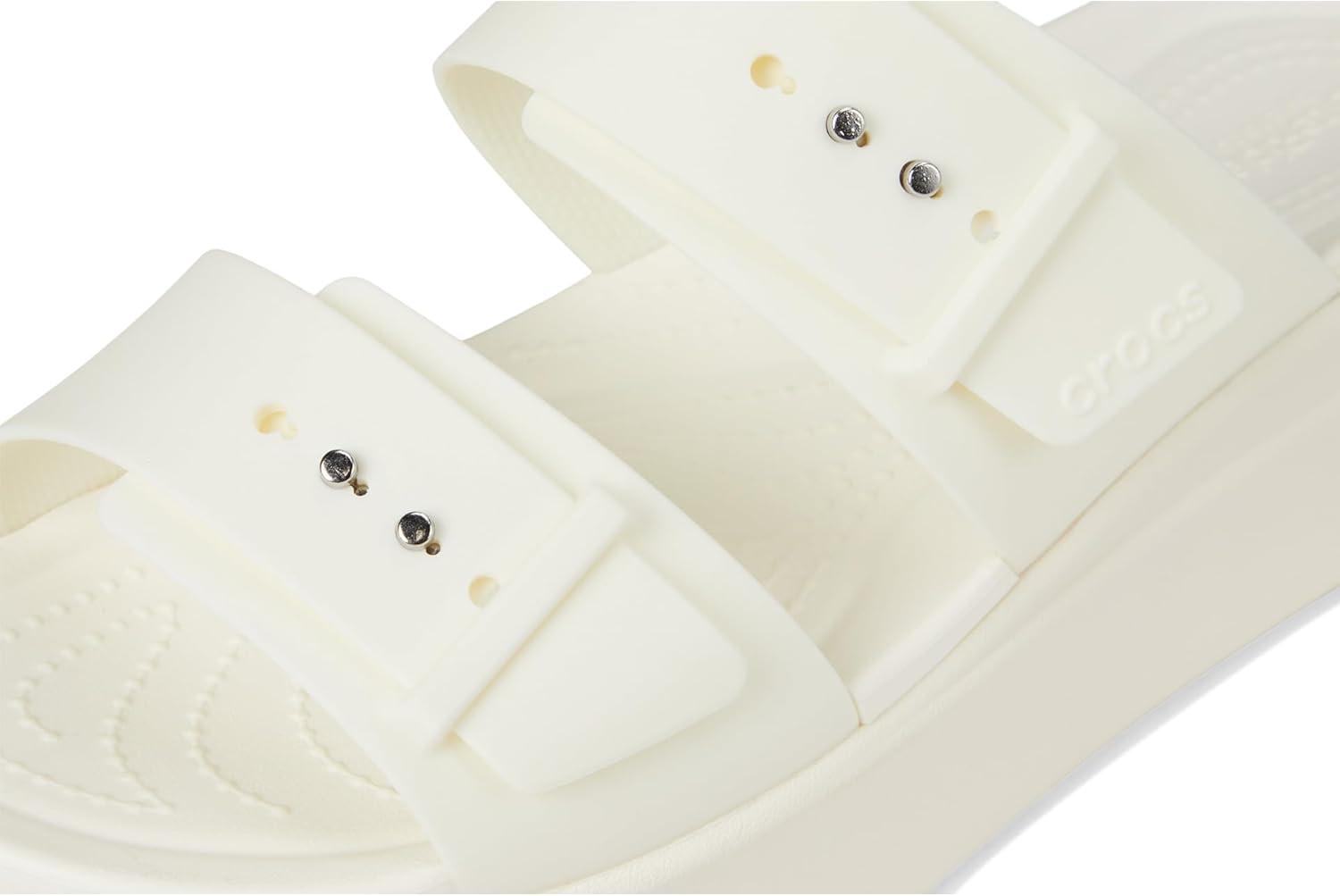 imageCrocs Womens Brooklyn Buckle Low WedgesWhiteChalk