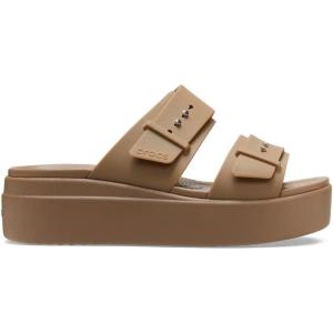 Crocs Women’s Brooklyn Buckle Low Wedges(Khaki)