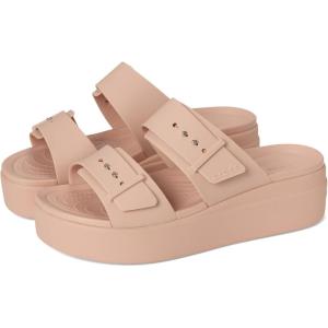 Crocs Women’s Brooklyn Buckle Low Wedges(Pink Caramel)