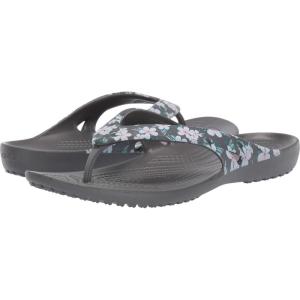 Crocs Women’s Kadee II Flip Flops(Tropical Floral/Slate Grey)