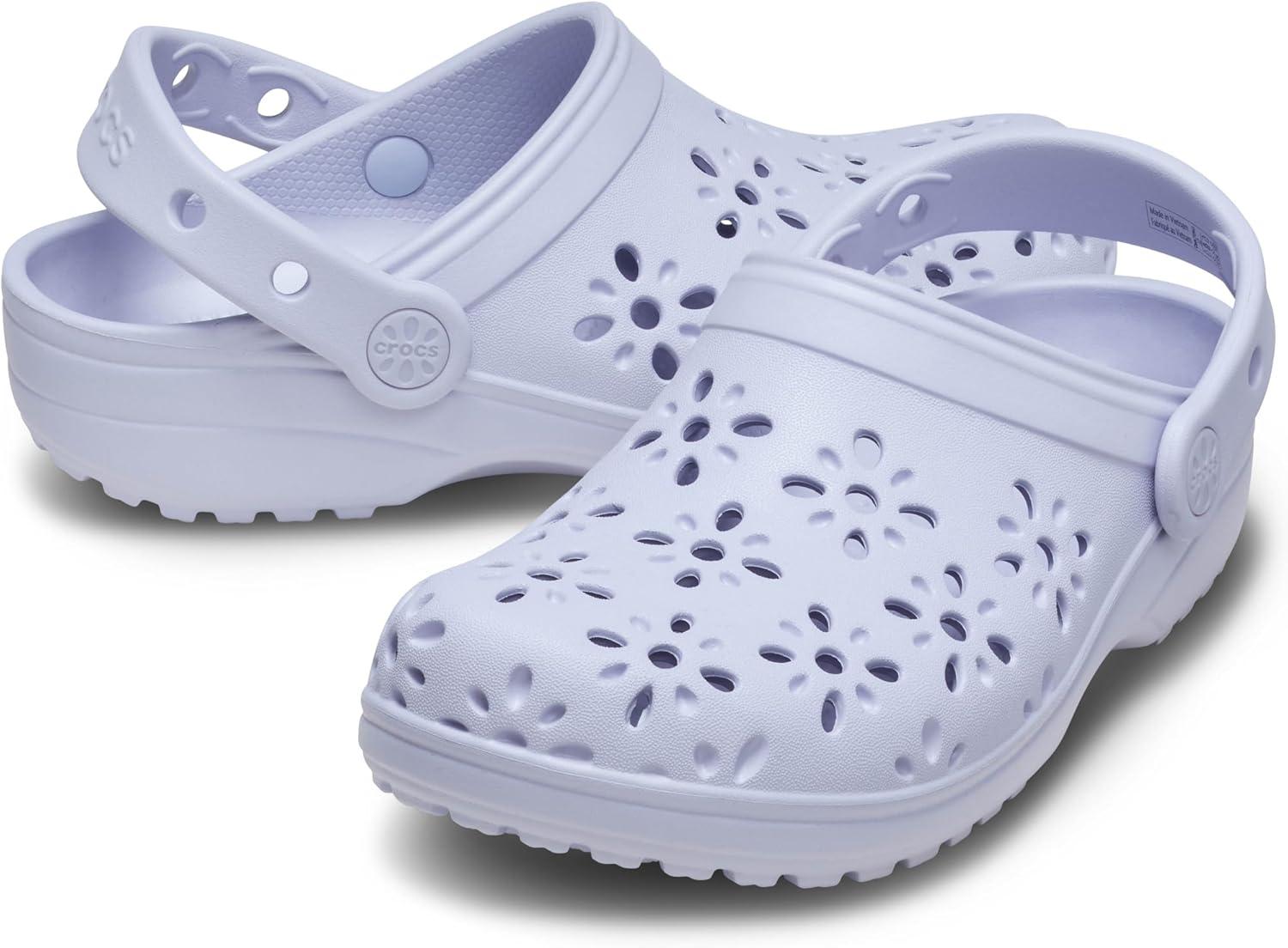 imageCrocs Kids Classic Floral Design ClogsPurple Moon