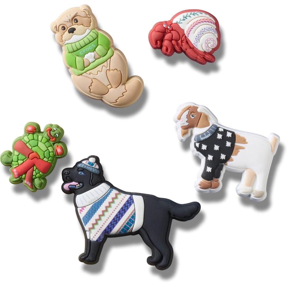 imageCrocs Jibbitz Seasonal ampamp Christmas Holiday Shoe Charm PacksFestive Dressed Animals 5Pack