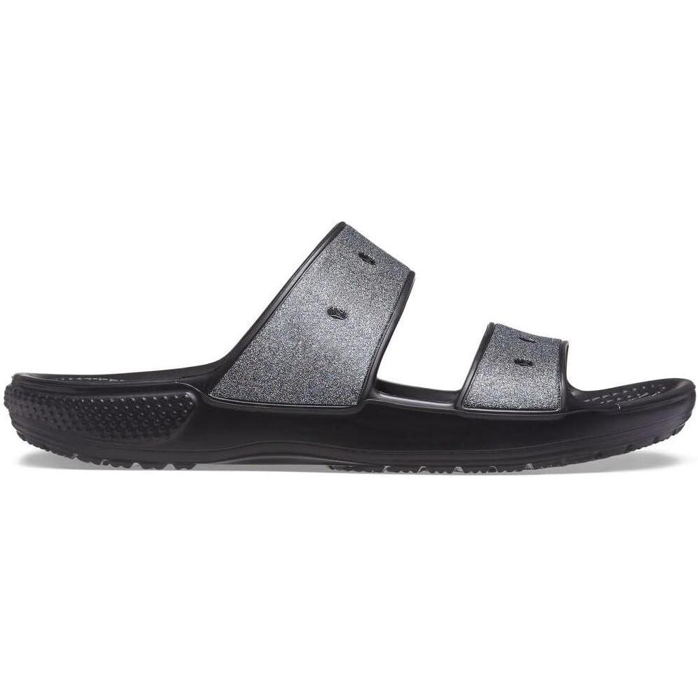 imageCrocs Unisex Adult Classic Twostrap Slide SandalsBlackGlitter Rainbow