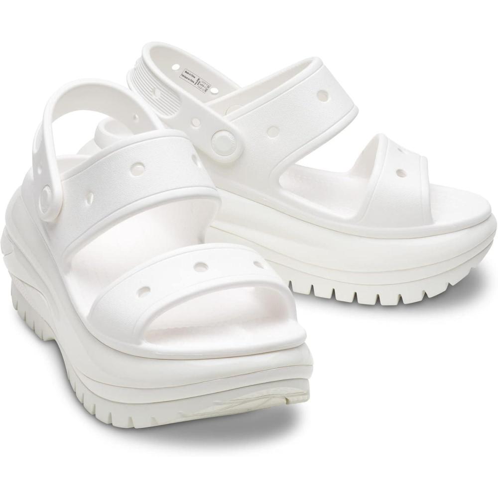 imageCrocs Unisex Classic Mega Crush Platform Sandals WedgeWhite