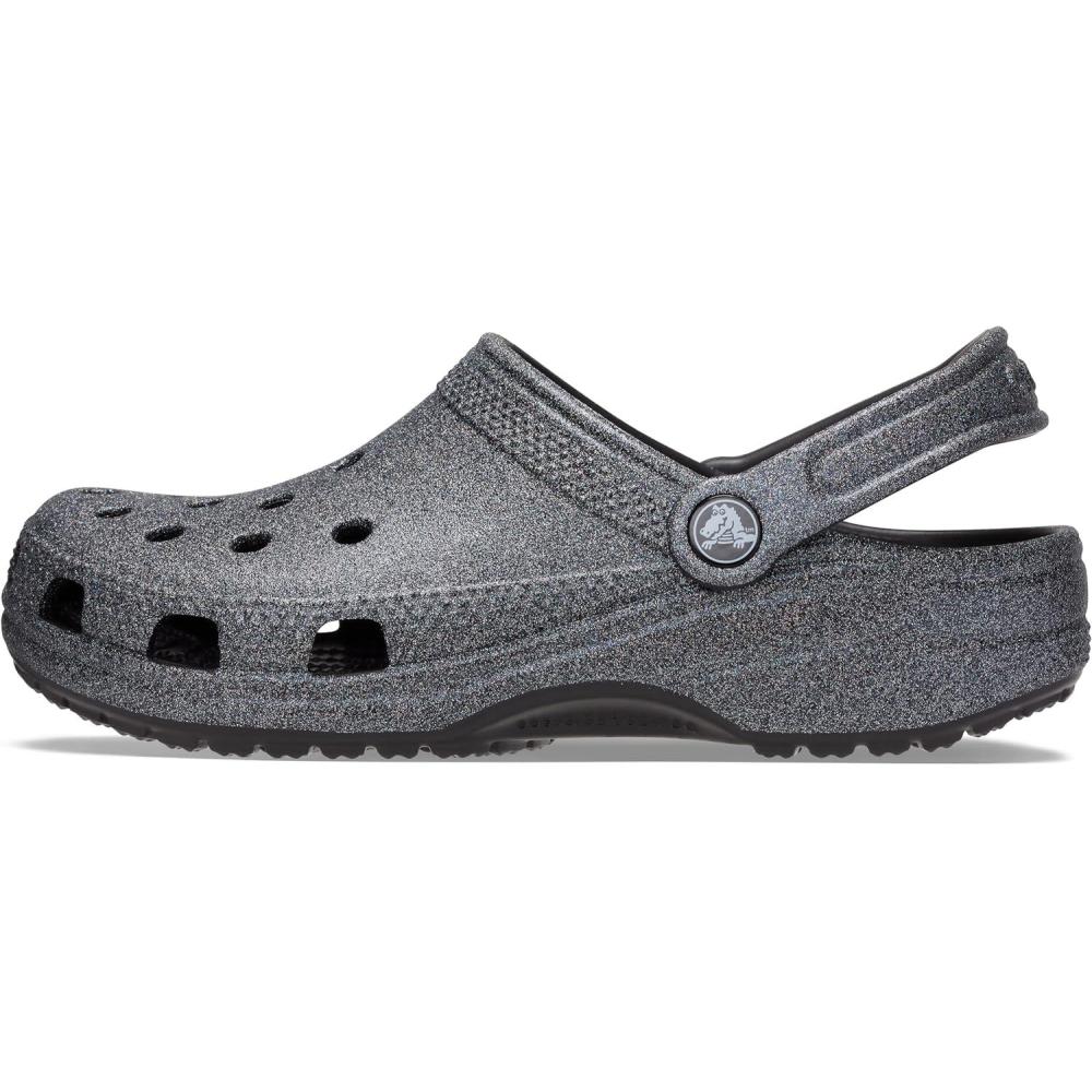 imageCrocs UnisexAdult Classic Glitter ClogsBlackGlitter Rainbow