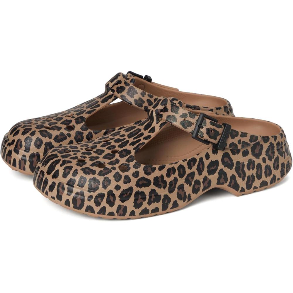 imageCrocs Womens Classic Mary Jane Clogs Mary Janes for WomenSepiaLeopard