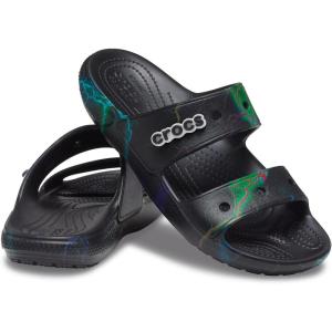 Crocs Unisex Adult Classic Two-strap Slide Sandals(Black/Lightning)