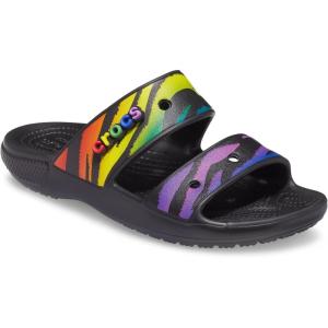 Crocs Unisex Adult Classic Two-strap Slide Sandals(Rainbow Animal Print)