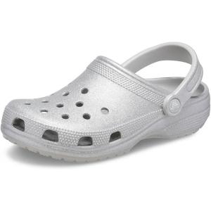 Crocs Unisex-Adult Classic Glitter Clogs(Silver Glitter)
