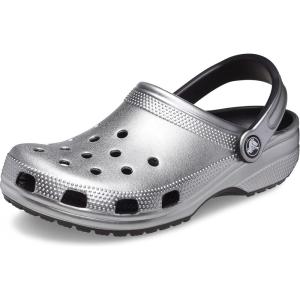 Crocs Unisex-Adult Classic Glitter Clogs(Silver Metallic)