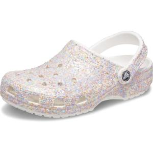 Crocs Unisex-Adult Classic Glitter Clogs(White/Multi)