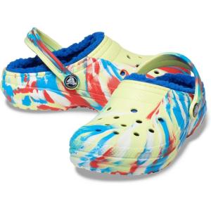 Crocs Kids’ Classic Tie Dye Lined Clog(Sulphur/Multi Marbled Tie-dye)