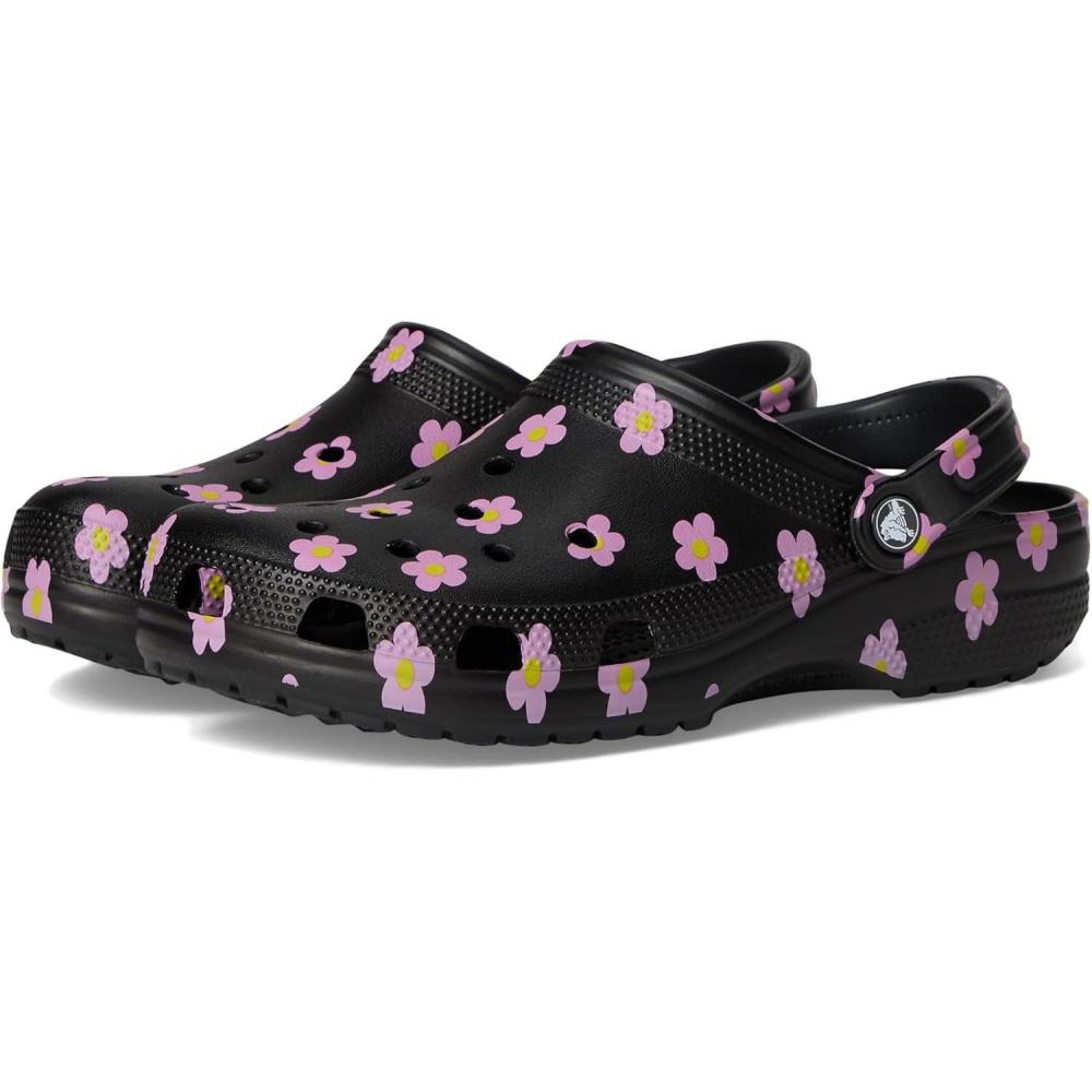 image:imageCrocs UnisexAdult Classic Graphic ClogsBlackFlowers
