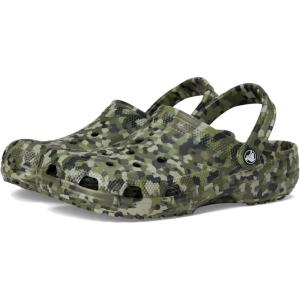 Crocs Unisex-Adult Classic Graphic Clogs(Army Green/Multi)